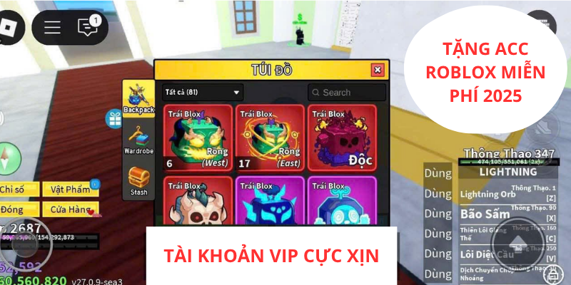 Tặng acc Roblox miễn phí 2026: max cấp, có Robux (HOT!)